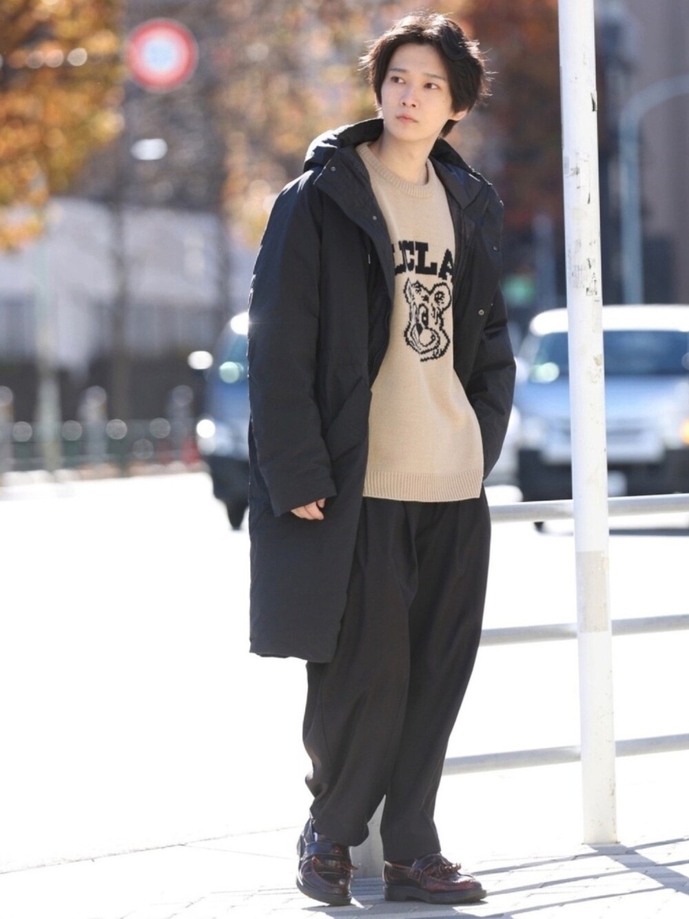 Lui'sのオリジナルファブリックウール混 オーバージャケット&バルーンパンツ Lui'sのオリジナルファブリックウール混 オーバージャケット