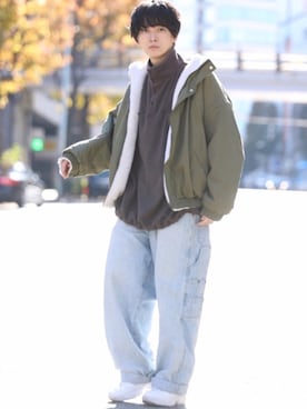 「リバーシブル」｜「アイテム（その他トップス）」を使った、加藤元気さん（メンズ・177cm）の冬コーディネート