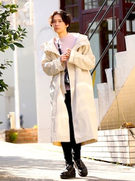 「CREARE -LINO-（クレアーレリノ）のアイテム（モッズコート）」を使った、加藤元気さん（メンズ・177cm）の冬コーディネート