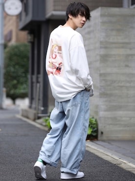 「Adoon plain（アドーンプレーン）のアイテム」を使った、加藤元気さん（メンズ・177cm）の春コーディネート