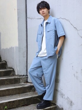 「PBLIM（ページボーイリム）のアイテム（Tシャツ/カットソー）」を使った、加藤元気さん（メンズ・177cm）の春コーディネート