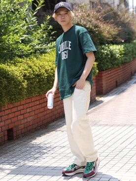 「PBLIM（ページボーイリム）のアイテム（Tシャツ/カットソー）」を使った、加藤元気さん（メンズ・177cm）の夏コーディネート