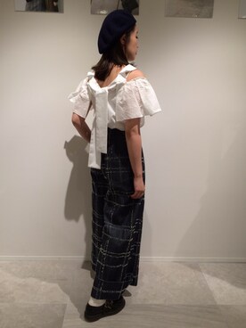「白トップス」｜momocoさん（レディース・163cm・20代）の夏コーディネート