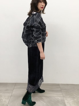 「STUDIOUS（ステュディオス）のアイテム（デニムジャケット）」を使った、momocoさん（レディース・163cm）の秋コーディネート