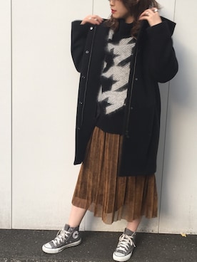 「STUDIOUS BLUE（ストゥディオスブルー）のアイテム（ジャケット/アウター）」を使った、momocoさん（レディース・163cm）の秋コーディネート
