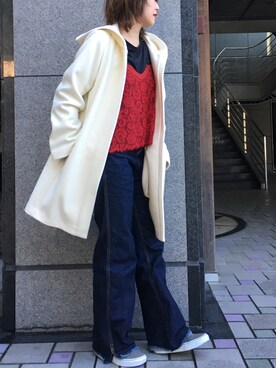 「STUDIOUS（ステュディオス）のアイテム（その他アウター）」を使った、momocoさん（レディース・163cm）の秋コーディネート