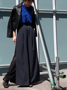 「アイテム（ライダースジャケット）」を使った、momocoさん（レディース・163cm・20代）の春コーディネート
