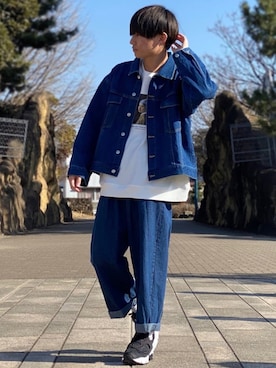 「LILL（リル）のアイテム（デニムジャケット）」を使った、ゆーすけさん（メンズ・166cm）の冬コーディネート