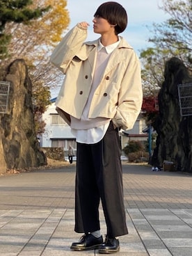 「ZIP FIVE（ジップファイブ）のアイテム（トレンチコート）」を使った、ゆーすけさん（メンズ・166cm）の春コーディネート