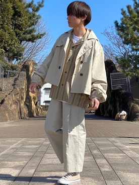 「ZIP FIVE（ジップファイブ）のアイテム（トレンチコート）」を使った、ゆーすけさん（メンズ・166cm）の春コーディネート
