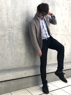 「H&M（エイチ・アンド・エム）のアイテム（スーツジャケット）」を使った、フットゴルファー・コージャ今村⚽️⛳️🇯🇵さん（メンズ・173cm）の春コーディネート
