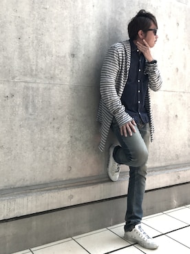 「H&M（エイチ・アンド・エム）のアイテム（カーディガン/ボレロ）」を使った、フットゴルファー・コージャ今村⚽️⛳️🇯🇵さん（メンズ・173cm）の春コーディネート