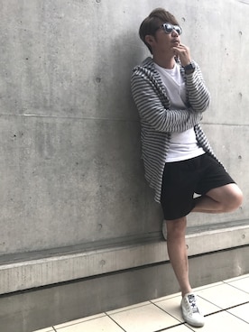「H&M（エイチ・アンド・エム）のアイテム（カーディガン/ボレロ）」を使った、フットゴルファー・コージャ今村⚽️⛳️🇯🇵さん（メンズ・173cm）の春コーディネート