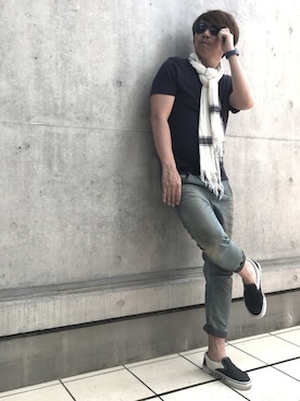 「ボーイフレンドデニム」｜「アイテム（その他）」を使った、フットゴルファー・コージャ今村⚽️⛳️🇯🇵さん（メンズ・173cm）の夏コーディネート