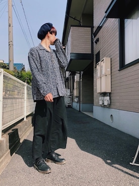 「レーヨンシャツ」｜「アイテム（ハンチング/ベレー帽）」を使った、ひろさん（メンズ・172cm）の夏コーディネート