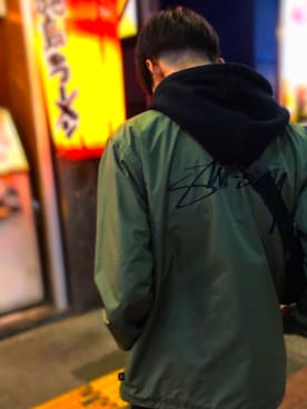 「STUSSY（ステューシー）のアイテム（ナイロンジャケット）」を使った、yutaaaaa0121さん（メンズ・173cm）の冬コーディネート