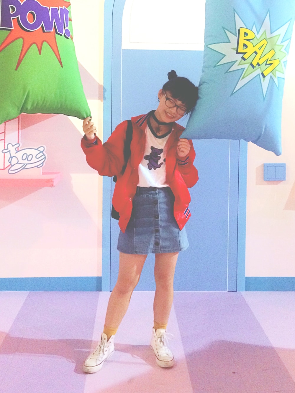 「VINTAGE、90’s、grunge」｜「5のアイテム（スカート、ブルー系）」を使った、Stephenさん（レディース・150cm）の夏コーディネートの1枚目の写真