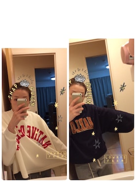 「LOWRYS FARM（ローリーズファーム）のアイテム（スウェット、ホワイト系）」を使った、マンゴーパインソースさん（レディース・158cm）の秋コーディネート