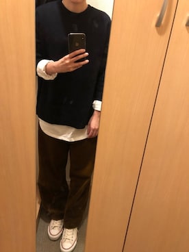 「CONVERSE（コンバース）の【CONVERSE/コンバース】CANVAS ALLSTAR J OX：オールスターローカット（スニーカー、ホワイト系）」を使った、マンゴーパインソースさん（レディース・158cm）の秋コーディネート