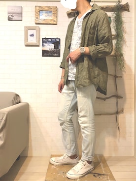 「アイテム（アナログ腕時計、ホワイト系）」を使った、kibecchiさん（メンズ・170cm）の夏コーディネート