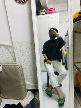 「アイテム（ローファー、グリーン系）」を使った、unnamed1さん（レディース・168cm）の冬コーディネート