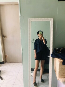 「アイテム（モカシン/デッキシューズ、グリーン系）」を使った、unnamed1さん（レディース・168cm）の秋コーディネート