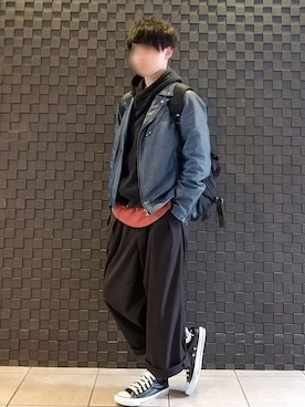 「Avail（アベイル）のアイテム（ライダースジャケット）」を使った、キヨ【相互フォロー】さん（メンズ・169cm）の冬コーディネート