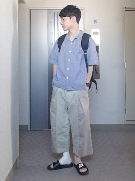 「STUDIOUS（ステュディオス）のアイテム（バックパック/リュック）」を使った、キヨ【相互フォロー】さん（メンズ・170cm）の夏コーディネート
