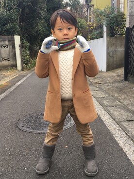 「UU（ユニクロ　アンダーカバー）のアイテム（ジャケット/アウター）」を使った、AOさん（キッズ・110cm）の冬コーディネート