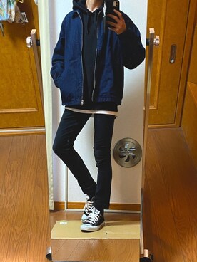 「RAGEBLUE（レイジブルー）のアイテム（デニムジャケット）」を使った、フラペチーノさん（メンズ・163cm）の秋コーディネート