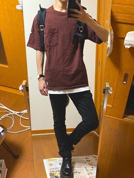 「SHIPS JET BLUE（シップスジェットブルー）のアイテム（Tシャツ/カットソー）」を使った、フラペチーノさん（メンズ・163cm）の夏コーディネート