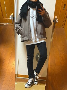 「Steven Alan（スティーブンアラン）のアイテム（スウェット）」を使った、フラペチーノさん（メンズ・163cm）の冬コーディネート