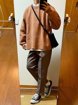 「WYM LIDNM（ウィム バイ リドム）のMILANO RIB HEAVY WEIGHT PO KNIT（ニット/セーター）」を使った、フラペチーノさん（メンズ・163cm）の春コーディネート