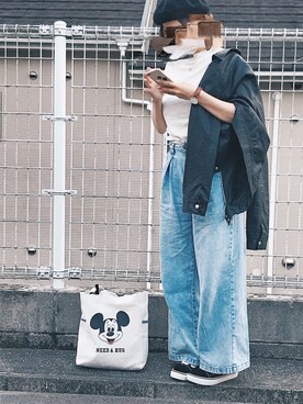 「Daniel Wellington」｜「アイテム（ハンチング/ベレー帽）」を使った、AOIさん（レディース・157cm）の春コーディネート