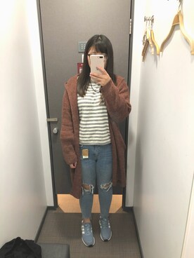 「NU（NANO universe）（ヌー）のアイテム」を使った、涵雯さん（レディース・164cm）の冬コーディネート