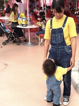 「息子」｜「アイテム（オールインワン・サロペット）」を使った、なかむらみつよさん（キッズ・100cm）の秋コーディネート