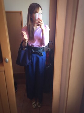 「サッシュベルト」｜「アイテム（スリッポン）」を使った、치에♡さん（レディース・159cm）の春コーディネート