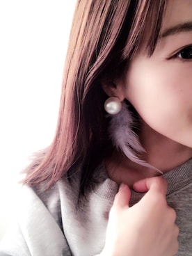 「おおぶりピアス」｜「アイテム（スウェット）」を使った、mayayaさん（レディース・160cm）の冬コーディネート