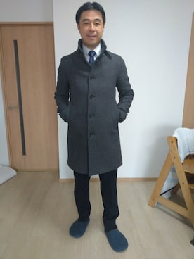 「BEAMS LIGHTS」｜「アイテム（ステンカラーコート）」を使った、ハルさん（メンズ・175cm）の冬コーディネート