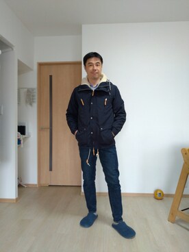 「zozoデニム」｜「アイテム（ナイロンジャケット）」を使った、ハルさん（メンズ・175cm）の冬コーディネート