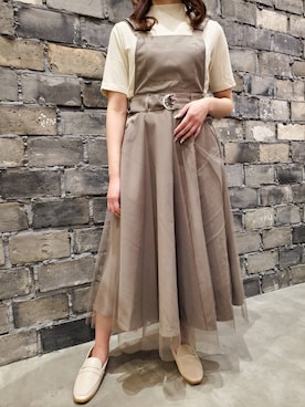 「rps（アールピーエス）のアイテム（ジャンパースカート）」を使った、まつ子さん（レディース・157cm）の春コーディネート