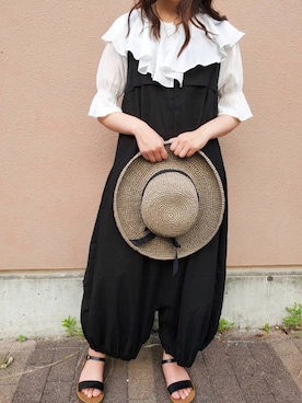 「rps（アールピーエス）のアイテム（帽子）」を使った、まつ子さん（レディース・157cm）の夏コーディネート