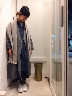 「アイテム（ワンピース、ブルー系）」を使った、YARRA吉祥寺店さん（レディース・159cm）の冬コーディネート