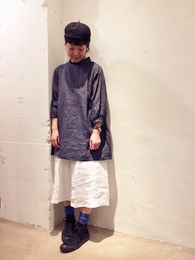 「白スカート」｜「アイテム（チュニック）」を使った、YARRA吉祥寺店さん（レディース・159cm）の春コーディネート