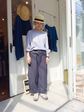 「ハイウエストパンツ」｜「アイテム（カーゴパンツ）」を使った、YARRA吉祥寺店さん（レディース・159cm）の夏コーディネート