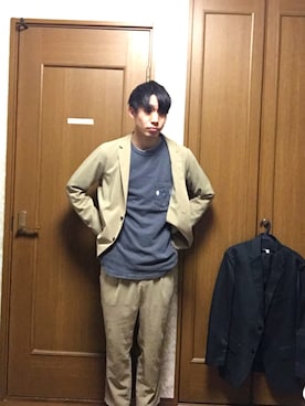 「green label relaxing（グリーンレーベルリラクシング）のCM ワルツポリエステル JDG M70 ジャケット ◆（Tailored jacket、ベージュ系）」を使った、みやっちさん（メンズ・174cm）の春コーディネート