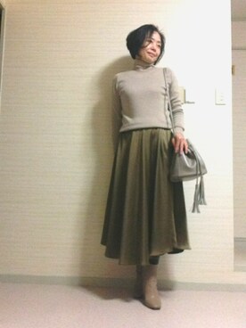「STYLE DELI（スタイルデリ）のアイテム（スカート）」を使った、tomoさん（レディース・155cm）の冬コーディネート