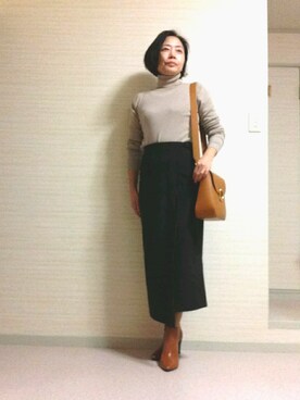 「STYLE DELI（スタイルデリ）のアイテム（スカート）」を使った、tomoさん（レディース・155cm）の冬コーディネート