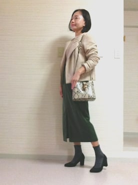 「CROSSPLUS ONLINE（クロスプラスオンライン）のアイテム（ジャケット/アウター）」を使った、tomoさん（レディース・155cm）の春コーディネート