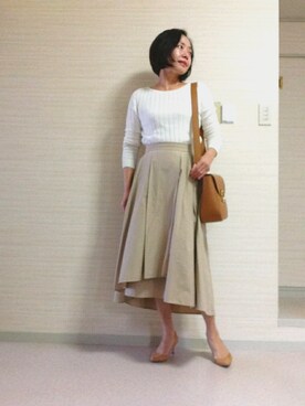 「STYLE DELI（スタイルデリ）のアイテム（スカート）」を使った、tomoさん（レディース・155cm）の春コーディネート